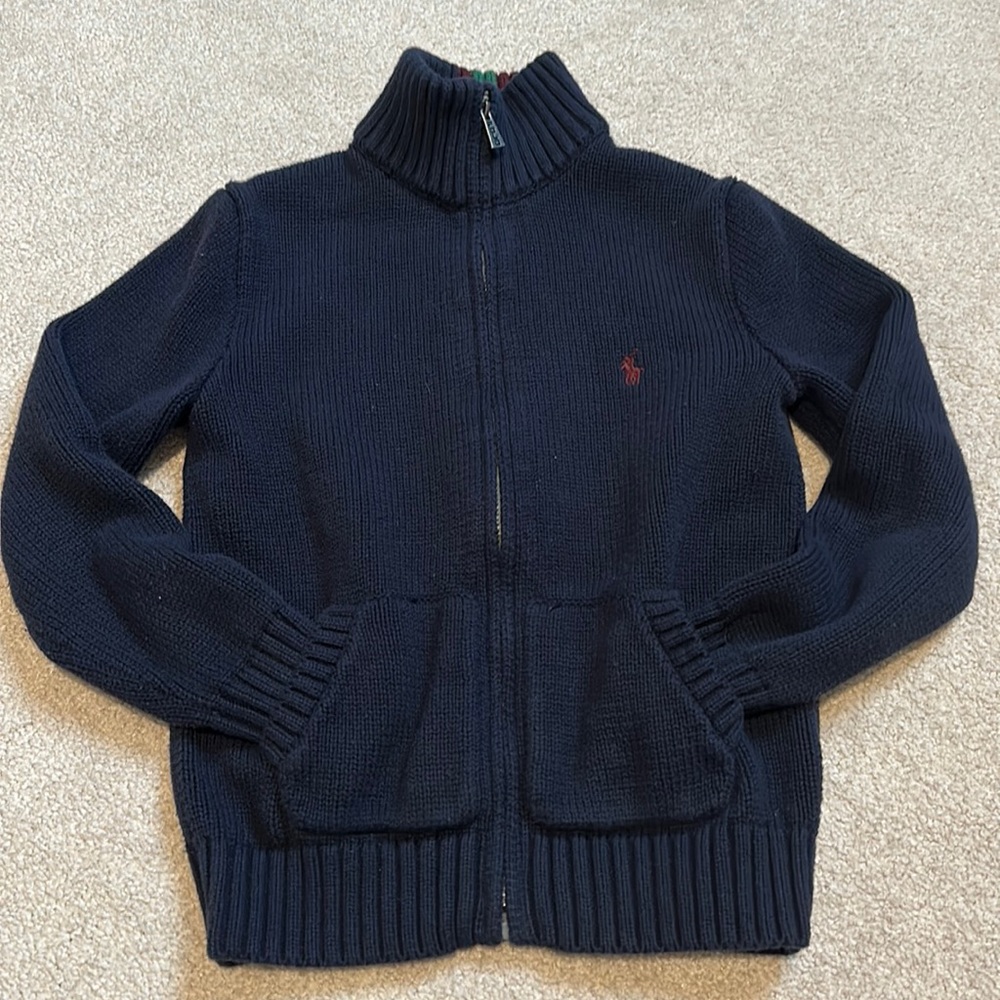 Polo Ralph Lauren Knit Full-zipper Sweater size 6 in Navy blue